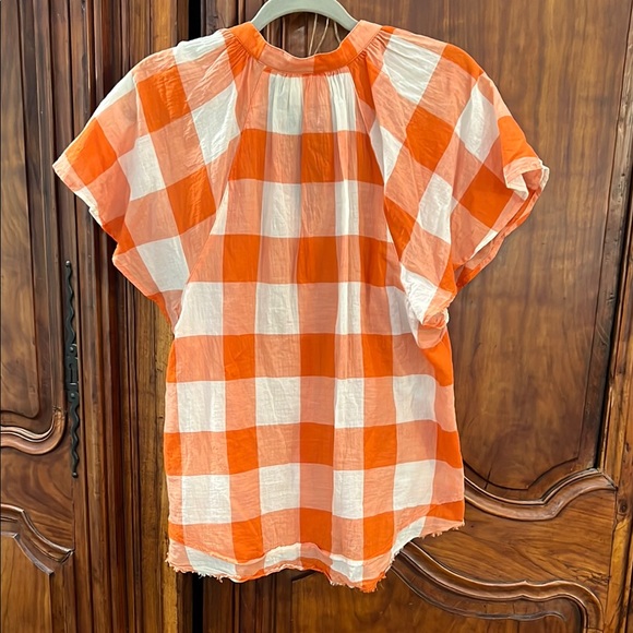 Maeve Orange Checkered Women's Top - Picture 4 of 6